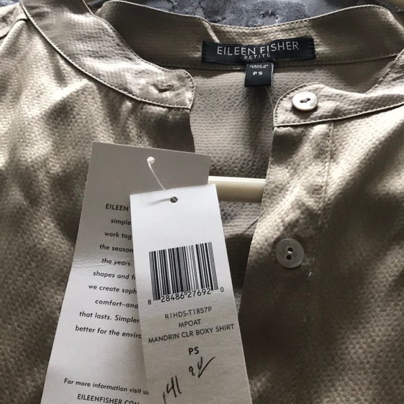 EILEEN FISHER Hammered satin silk woven shirt. - Picture 3 of 3